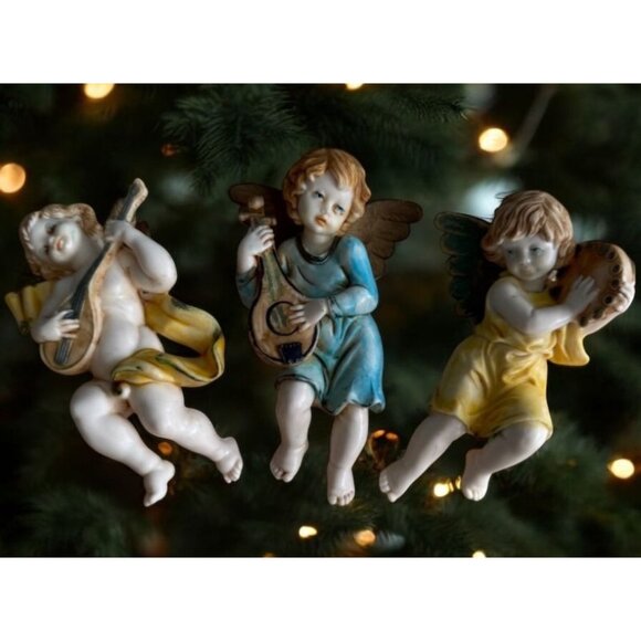 3 Vintage Fontanini Lello Simonelli Musical Cherub Angels Ornaments Italy - Picture 14 of 14